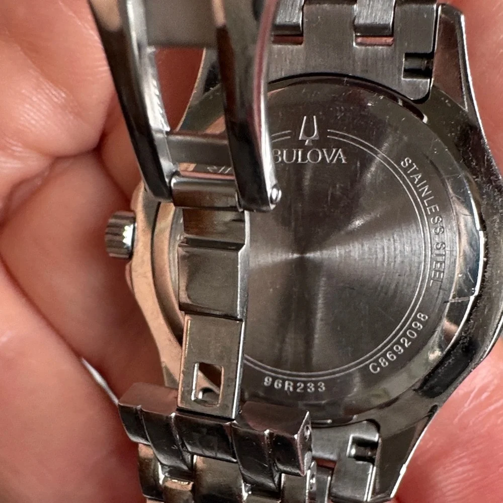 Bulova Women's Silver Watch with Natural Diamond Bevel - Picture 7 of 8